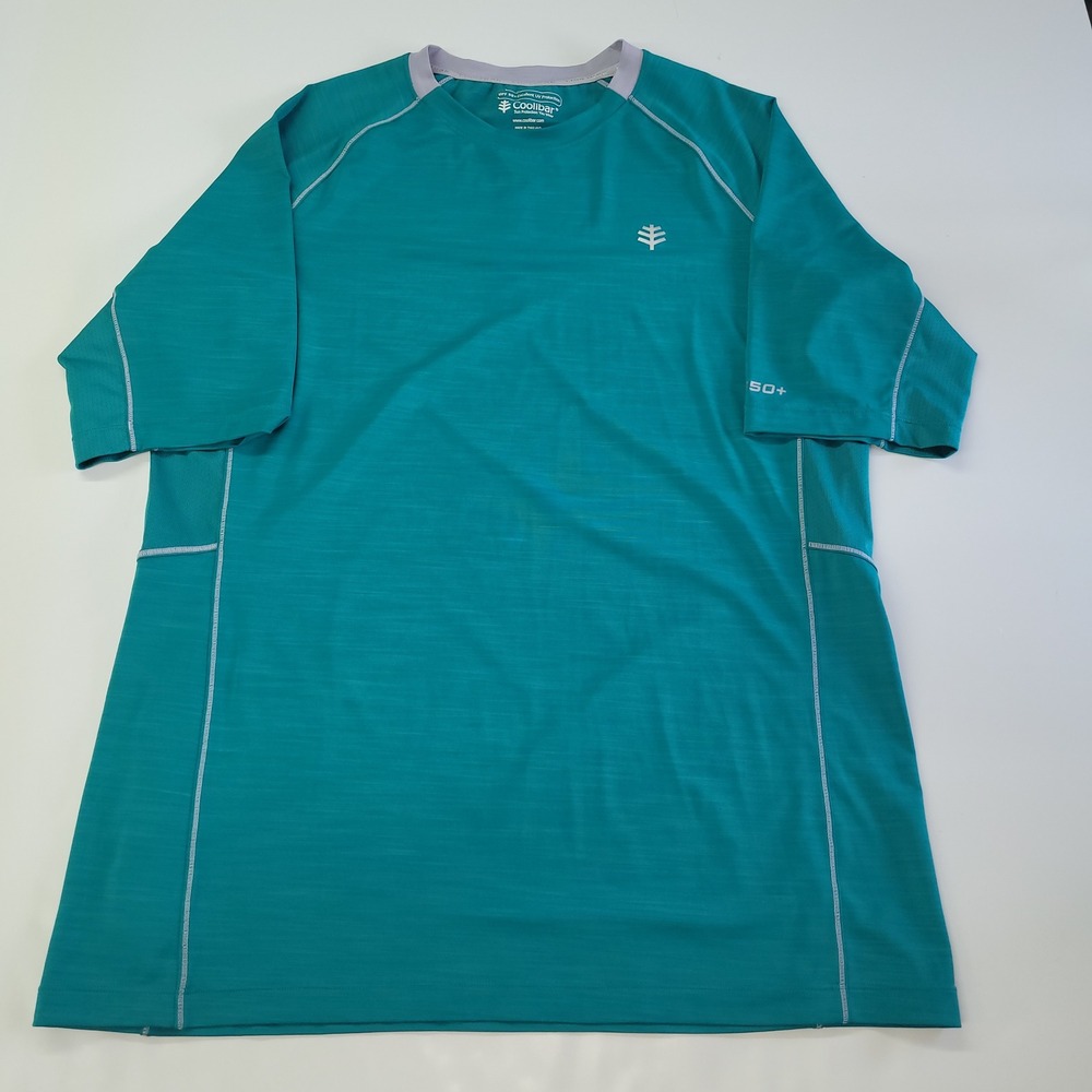 Coolibar Performance Tee Mens M UPF 50 Sun Protection Deep Teal Short Sleeve‎